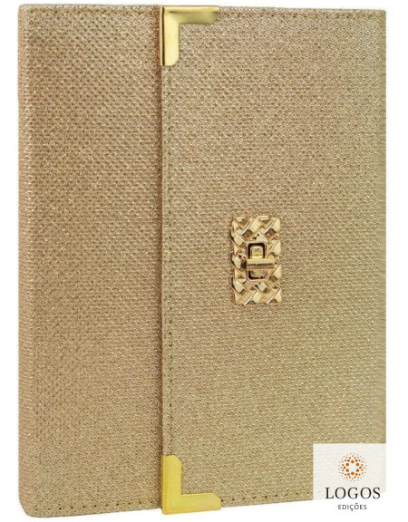 Bíblia bolsa com alça - ARC - harpa - Dourada brilhante. 7796898983596