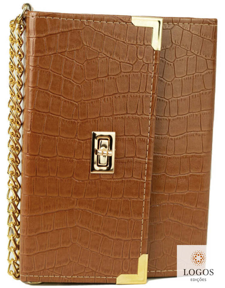 Bíblia bolsa com alça - ARC - harpa - Croco Verniz. 7796898983114