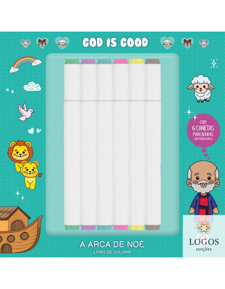 A arca de Noé - livro para colorir - inclui canetas. 9786526123812