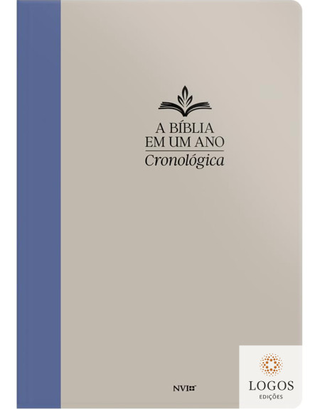 A Bíblia em um ano - cronológica - capa semi-luxo - azul e cinza. 9786556555379