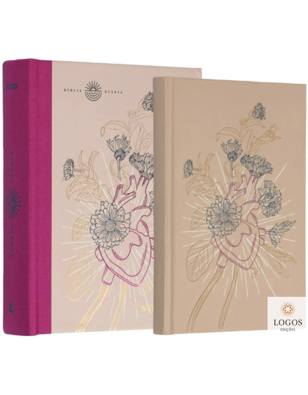 Bíblia Diária - NVI - Leitura Perfeita - com bloco para anotações - tecido sobre capa dura - Coração Florido. 9786552172709