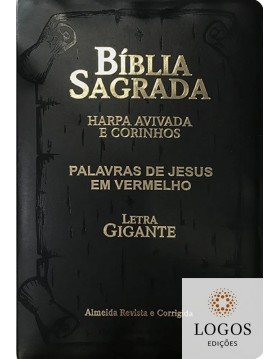 Bíblia Sagrada - ARC - com Harpa Avivada e Corinhos - letra gigante - capa luxo - preto corino. 7908084602215
