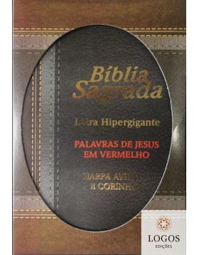 Bíblia Sagrada - ARC - com Harpa Avivada e Corinhos - letra hiper-gigante - capa luxo preta e castanho. 7898926536108