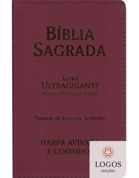 Bíblia Sagrada - ARC - com Harpa Avivada e Corinhos - letra ultra-gigante - capa luxo - bordô, 7908084602543