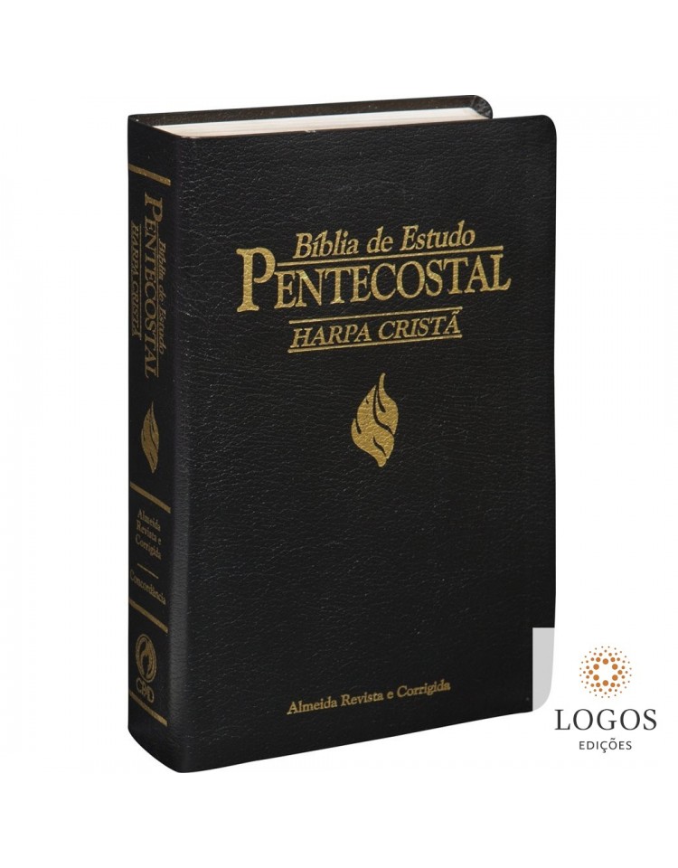 Bíblia de Estudo Pentecostal com harpa - média - capa luxo preto. 2082083580004