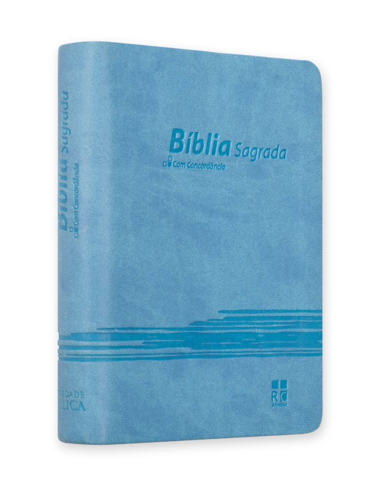Bíblia - capa em camurça - azul claro com relevo
