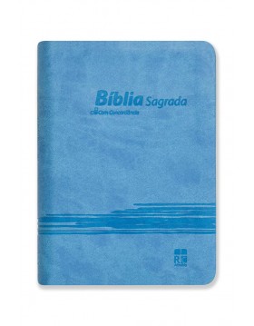Bíblia - capa em camurça - azul claro com relevo
