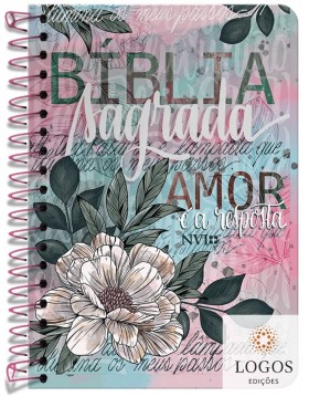 Bíblia Anote - NVI - letra grande - capa espiral - flor artística. 9786556551227