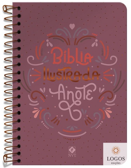 Bíblia Anote Ilustrada - NVT - letra grande - capa espiral - rosa brilhante. 9786556551296