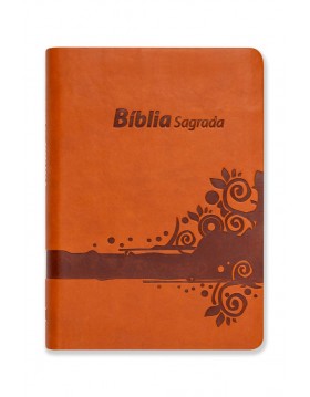 Bíblia - capa em camurça - mel com relevo