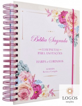 Bíblia Sagrada com Espaço para Anotações - ARC - letra grande - capa espiral - floral buquê. 7908084608712