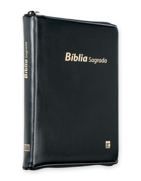 Bíblia com capa em vinil, fecho de correr - preta