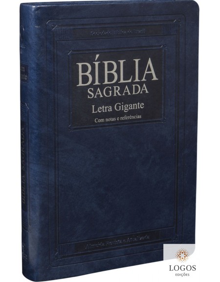 Bíblia Sagrada - letra gigante - capa azul nobre com beiras douradas e índice digital. 7898521805159