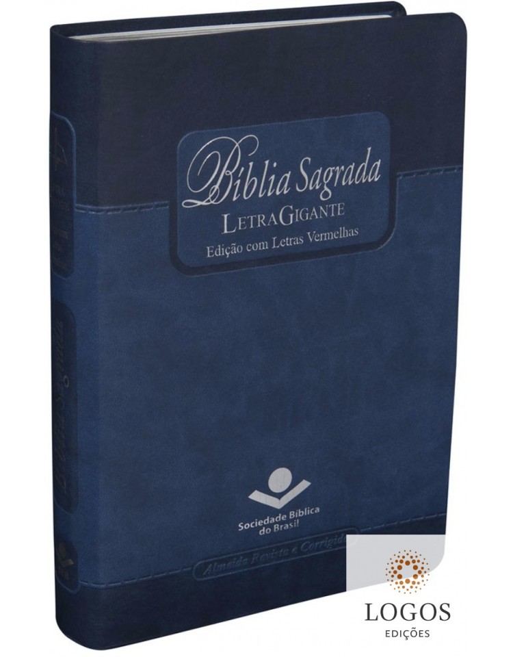 Bíblia Sagrada - letra gigante - capa azul com beiras prateadas e índice digital. 7898521811785