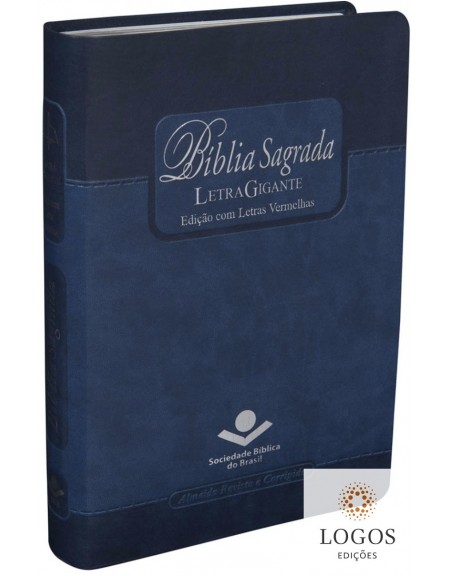 Bíblia Sagrada - letra gigante - capa azul com beiras prateadas e índice digital. 7898521811785