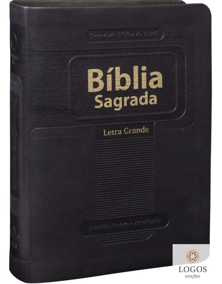 Bíblia Sagrada - compacta com letra grande - capa preta com beiras douradas. 7898521806651