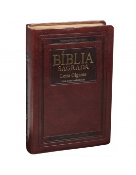 Bíblia Sagrada - letra gigante - capa castanho nobre com beiras douradas