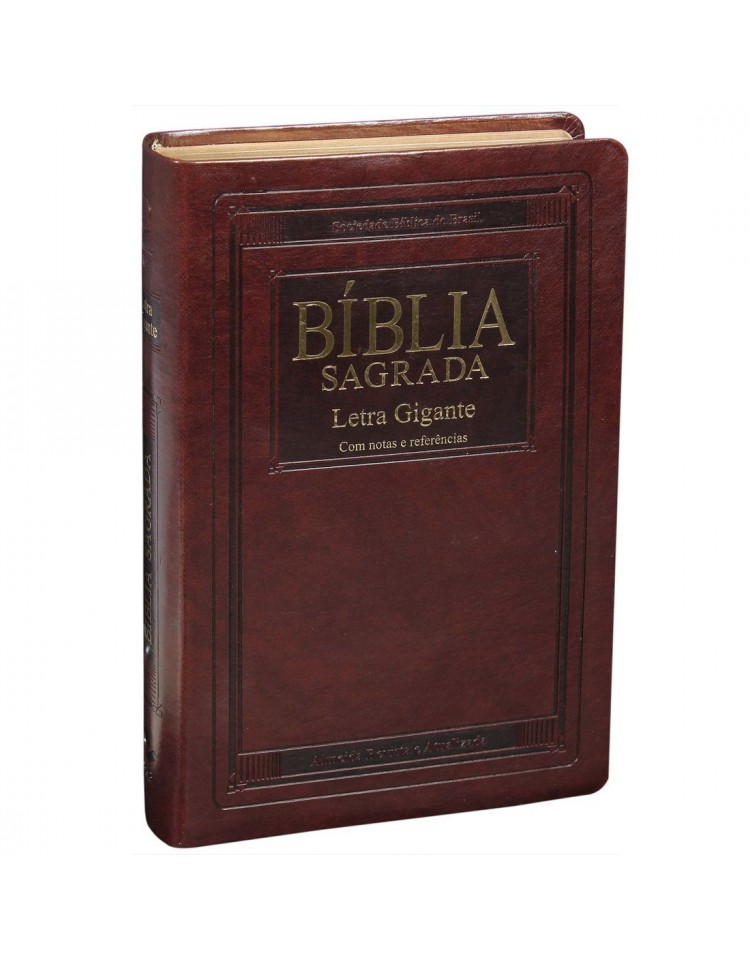 Bíblia Sagrada - letra gigante - capa castanho nobre com beiras douradas