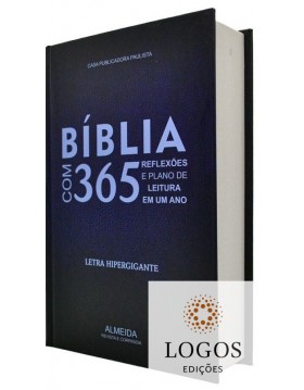 Bíblia com 365 Reflexões e Plano de Leitura - ARC - letra hipergigante - capa dura - azul. 9786586816211