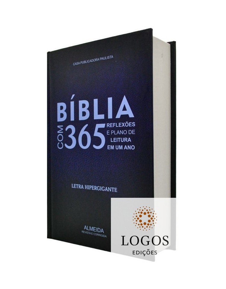 Bíblia com 365 Reflexões e Plano de Leitura - ARC - letra hipergigante - capa dura - azul. 9786586816211