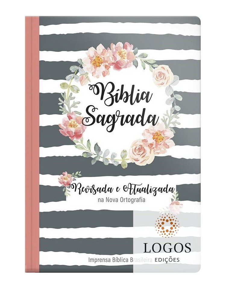 Bíblia Sagrada - revisada e atualizada - letra gigante - capa semi-luxo guirlanda floral. 9786556550657