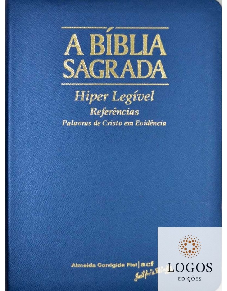 Bíblia Sagrada - ACF - hiper legível com referências - capa PU luxo - azul. 7898572201795