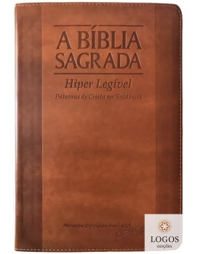 Bíblia Sagrada - ACF - hiper legível com referências - capa PU luxo - chocolate/havana com índice digital. 7898572202457