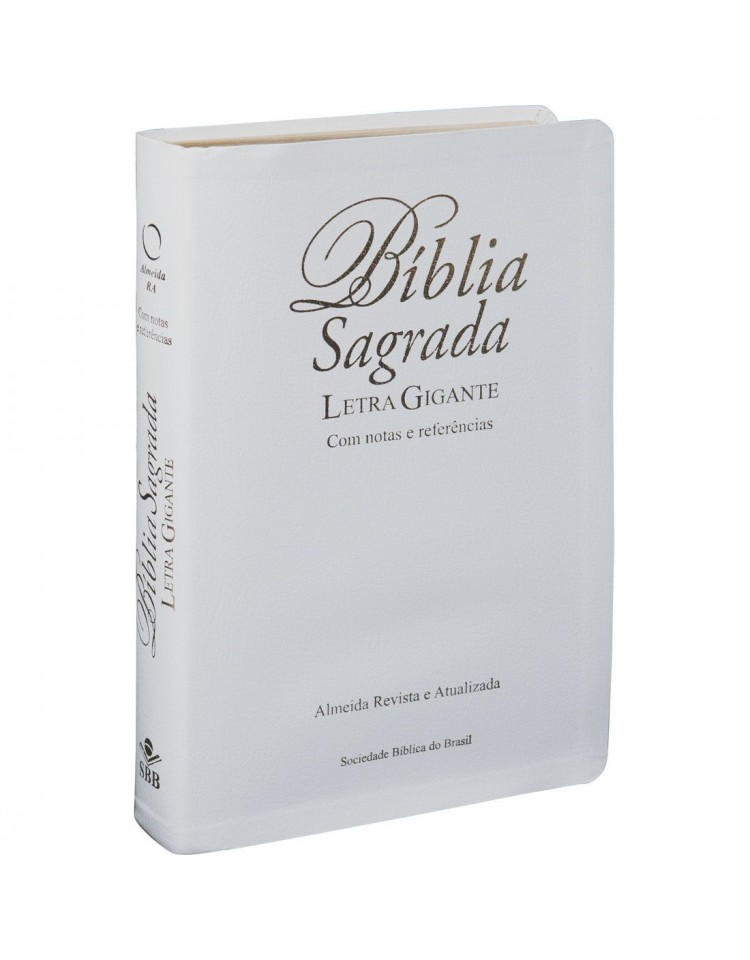 Bíblia Sagrada com referências - letra gigante - capa branca com beiras douradas e índice digital