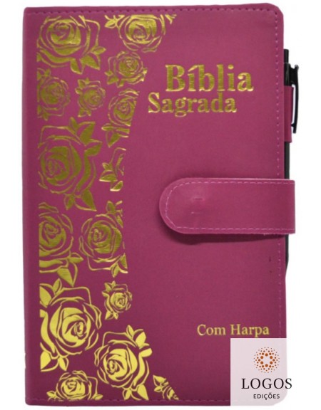 Bíblia Sagrada - ARC - com Harpa Avivada e Corinhos - letra hipergigante -  carteira com caneta - pink. 9786588364451