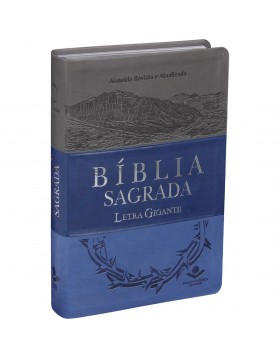 Bíblia Sagrada - letra gigante - capa azul triotone com beiras prateadas e índice digital
