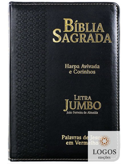 Bíblia Sagrada - ARC - letra jumbo - harpa avivada e corinhos - capa PU com fecho - estrela preta. 7908084605339