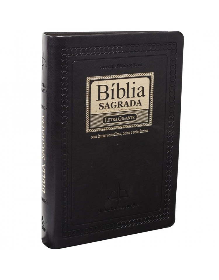 Bíblia Sagrada - letra gigante - preto nobre com beiras douradas e índice digital