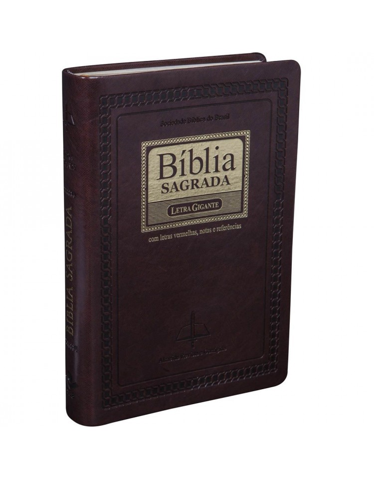 Bíblia Sagrada - letra gigante - castanho nobre com beiras douradas e índice digital. 7898521810733