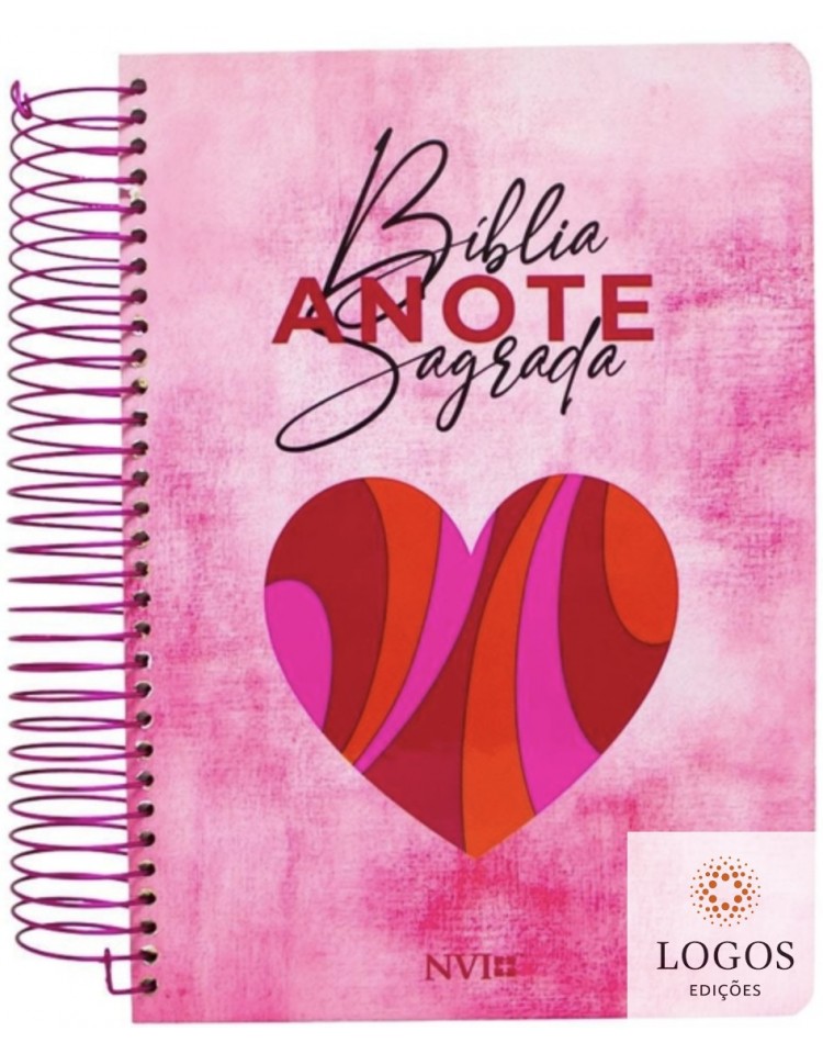 Bíblia Anote - NVI - letra grande - capa espiral - Outubro rosa. 9786556551760